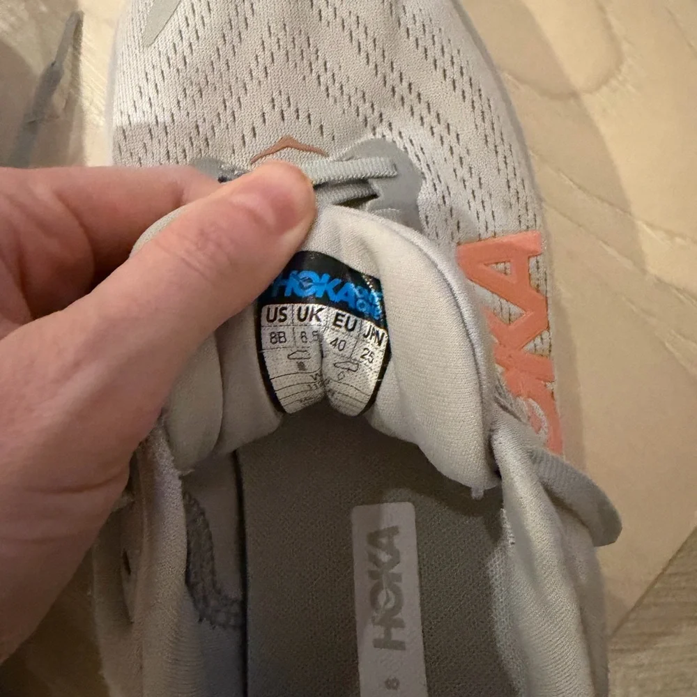 Hoka Women's Gray and Orange Running Shoes - Picture 3 of 4